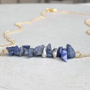 Shop Sodalite Necklaces! Sodalite Necklace, Healing Crystal Necklace, Blue Beaded Gemstone Necklace, Gold Layering Choker, Encouragement Gift for Daughter, Boho Gift | Natural genuine Sodalite necklaces. Buy crystal jewelry, handmade handcrafted artisan jewelry for women.  Unique handmade gift ideas. #jewelry #beadednecklaces #beadedjewelry #gift #shopping #handmadejewelry #fashion #style #product #necklaces #affiliate #ad