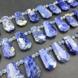 Shop Sodalite Bead Shapes! Faceted Sodalite Slice Beads  Blue Sodalite Slab Beads Graduated Top Drilled Focal Pendant Beads 15-20*23-30mm 15.5" full strand | Natural genuine other-shape Sodalite beads for beading and jewelry making.  #jewelry #beads #beadedjewelry #diyjewelry #jewelrymaking #beadstore #beading #affiliate #ad