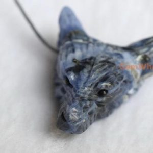 Shop Sodalite Pendants! 1PC 28x38mm Natural Sodalite carving wolf head pendant, DIY wolf head stone  pendant for necklace, jewelry supply | Natural genuine Sodalite pendants. Buy crystal jewelry, handmade handcrafted artisan jewelry for women.  Unique handmade gift ideas. #jewelry #beadedpendants #beadedjewelry #gift #shopping #handmadejewelry #fashion #style #product #pendants #affiliate #ad