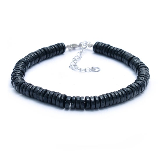 Black Spinel Bracelet, Black Bead Bracelet, Disc Bracelet, 6.5mm Spinel Smooth Tire Beads Bracelet, Gemstone Bracelet,beautiful Gift For Her