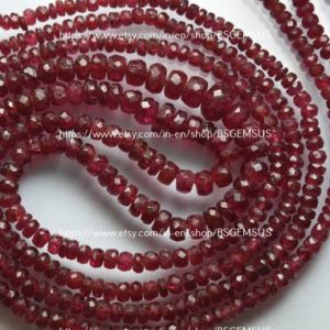 Shop Spinel Faceted Beads! 13 Inches Long Strand,Natural Burma Red Spinel Faceted Rondelles, Size 5-2.5mm 009 | Natural genuine faceted Spinel beads for beading and jewelry making.  #jewelry #beads #beadedjewelry #diyjewelry #jewelrymaking #beadstore #beading #affiliate #ad