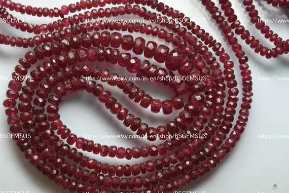 13 Inches Long Strand,natural Burma Red Spinel Faceted Rondelles, Size 5-2.5mm 009