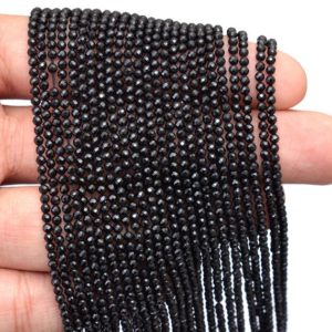 Shop Spinel Faceted Beads! AAA+ Black Spinel Gemstone 2.5mm Rondelle Faceted Beads | 13inch Strand | Natural Black Spinel Semi Precious Gemstone Micro Faceted Beads | Natural genuine faceted Spinel beads for beading and jewelry making.  #jewelry #beads #beadedjewelry #diyjewelry #jewelrymaking #beadstore #beading #affiliate #ad