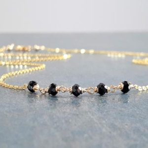Shop Spinel Necklaces! Black Spinel Necklace, August Birthstone Necklace /Handmade Jewelry/ Necklaces for Women, Simple Gold Necklace, Gemstone Choker, Dainty Gift | Natural genuine Spinel necklaces. Buy crystal jewelry, handmade handcrafted artisan jewelry for women.  Unique handmade gift ideas. #jewelry #beadednecklaces #beadedjewelry #gift #shopping #handmadejewelry #fashion #style #product #necklaces #affiliate #ad