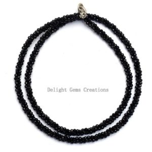Shop Spinel Necklaces! Black Spinel Micro Faceted Beads Necklace, 2-2.5mm Spinel Black Beads Rope Necklace, Hand Knotted Black Spinel Necklace, Women's Necklace | Natural genuine Spinel necklaces. Buy crystal jewelry, handmade handcrafted artisan jewelry for women.  Unique handmade gift ideas. #jewelry #beadednecklaces #beadedjewelry #gift #shopping #handmadejewelry #fashion #style #product #necklaces #affiliate #ad