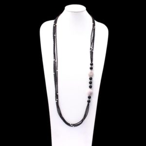 Shop Spinel Necklaces! Designer Black Spinel-Multi Stone Beaded Chain Necklace, Designer -Elegant Necklace, Natural Multi Strand Necklace, Gift For Her | Natural genuine Spinel necklaces. Buy crystal jewelry, handmade handcrafted artisan jewelry for women.  Unique handmade gift ideas. #jewelry #beadednecklaces #beadedjewelry #gift #shopping #handmadejewelry #fashion #style #product #necklaces #affiliate #ad