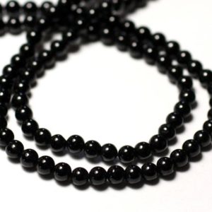 Shop Spinel Bead Shapes! Wire 39cm 114pc approx – Stone Beads – Spinel Black Balls 3.5mm | Natural genuine other-shape Spinel beads for beading and jewelry making.  #jewelry #beads #beadedjewelry #diyjewelry #jewelrymaking #beadstore #beading #affiliate #ad