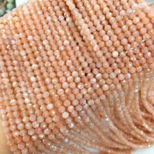 Shop Sunstone Faceted Beads! Natural Faceted Sunstone Beads, Round Gemstone Beads, Wholesale Beads, 3mm, 4mm | Natural genuine faceted Sunstone beads for beading and jewelry making.  #jewelry #beads #beadedjewelry #diyjewelry #jewelrymaking #beadstore #beading #affiliate #ad