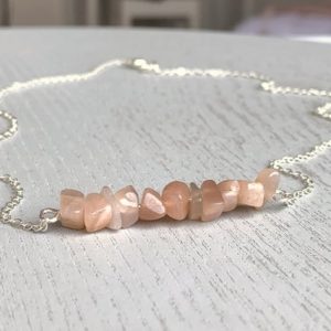 Shop Sunstone Necklaces! Sunstone Necklace, Orange Stone Healing Crystal, Pink Gemstone Jewelry, Dainty Sunstone Choker Necklace Silver, Secret Santa Gift for Her | Natural genuine Sunstone necklaces. Buy crystal jewelry, handmade handcrafted artisan jewelry for women.  Unique handmade gift ideas. #jewelry #beadednecklaces #beadedjewelry #gift #shopping #handmadejewelry #fashion #style #product #necklaces #affiliate #ad