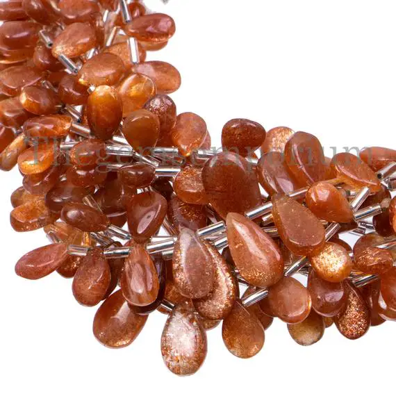Sunstone Smooth Pear Briolette, 5.5x8.5-9x13.5mm Sunstone Pear Beads,  Sunstone Beads, Sunstone Smooth Beads, Pear Beads, Gemstone Beads