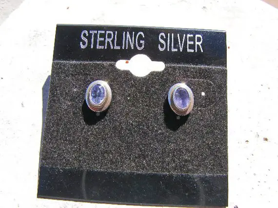 Tanzanite Earrings, Faceted Tanzanite Post Earrings, Sterling Silver