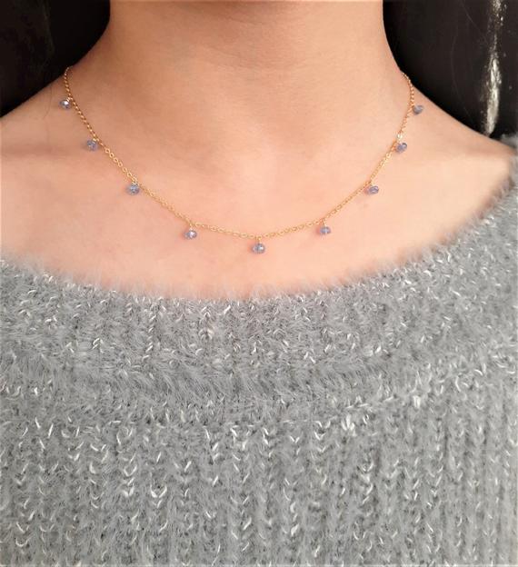 Tanzanite Necklace, December Birthstone / Handmade Jewelry / Gemstone Necklace, Simple Gold Necklace, Necklaces For Women, Layered Necklace