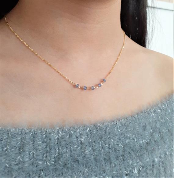 Tanzanite Necklace, December Birthstone Necklace/ Handmade Jewelry / Necklaces For Women, Simple Gold Necklace, Gemstone Necklace, Choker