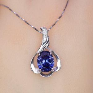 Shop Tanzanite Necklaces! Tanzanite Necklace – 18KGP @ Sterling Silver – Oval Blue Lab Created Tanzanite Pendant –  Flower Petal – December Birthstone | Natural genuine Tanzanite necklaces. Buy crystal jewelry, handmade handcrafted artisan jewelry for women.  Unique handmade gift ideas. #jewelry #beadednecklaces #beadedjewelry #gift #shopping #handmadejewelry #fashion #style #product #necklaces #affiliate #ad