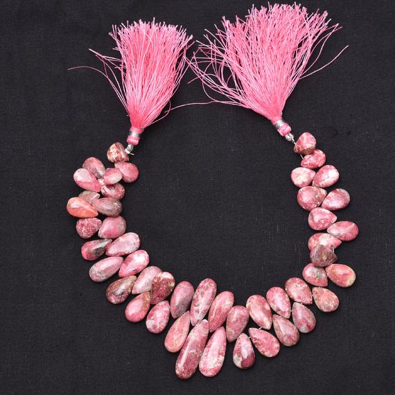 Thulite Gemstone 10mm-22mm Smooth Pear Briolette Beads | 8" Strand | Natural Rare Pink Thulite Semi Precious Gemstone Briolette For Jewelry Thulite Gemstone 10mm-22mm Smooth Pear Briolette Beads | 8" Strand | Natural Rare Pink Thulite Semi Precious Gemstone Briolette For Jewelry