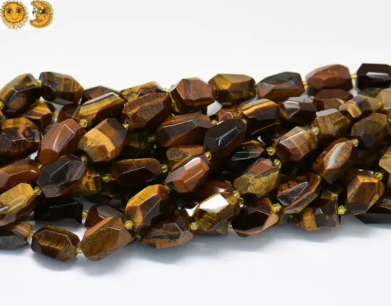 Yellow Tiger Eye Faceted Nugget Beads,centre Drilled Beads,,natural,gemstone,diy,jewelry Making,11-13x19-22mm,15" Full Strand