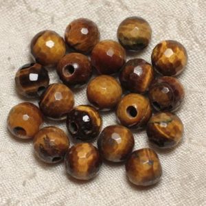 Shop Tiger Eye Faceted Beads! 2pc – Perles de Pierre Perçage 2.5mm – Oeil de Tigre Facetté 10mm  4558550026514 | Natural genuine faceted Tiger Eye beads for beading and jewelry making.  #jewelry #beads #beadedjewelry #diyjewelry #jewelrymaking #beadstore #beading #affiliate #ad