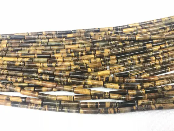 Genuine Yellow Tiger Eyes 4x13mm Column Natural Gemstone Tube Beads 15 Inch Jewelry Supply Bracelet Necklace Material Support Wholesale