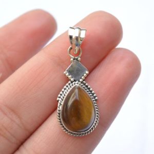 Shop Tiger Eye Pendants! 925 Sterling Silver Jewelry, Silver Pendant, Tiger's Eye Silver Pendant, Pear Shape, Handmade Silver Pendant, Gift For Her, P 44 | Natural genuine Tiger Eye pendants. Buy crystal jewelry, handmade handcrafted artisan jewelry for women.  Unique handmade gift ideas. #jewelry #beadedpendants #beadedjewelry #gift #shopping #handmadejewelry #fashion #style #product #pendants #affiliate #ad