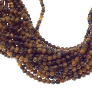 Shop Tiger Eye Round Beads! 2mm Smooth Glossy Finish Natural Brown Tiger Eye Round/Ball Shaped Beads with .4mm Holes – Sold by 15.25" Strands (Approx. 182 Beads) | Natural genuine round Tiger Eye beads for beading and jewelry making.  #jewelry #beads #beadedjewelry #diyjewelry #jewelrymaking #beadstore #beading #affiliate #ad