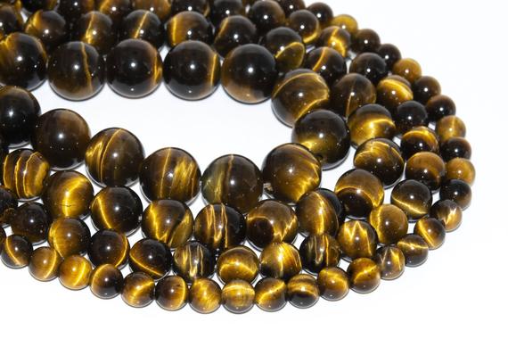 Genuine Natural Yellow Tiger Eye Loose Beads Grade Aaa Round Shape 6mm 8mm 10mm 12mm