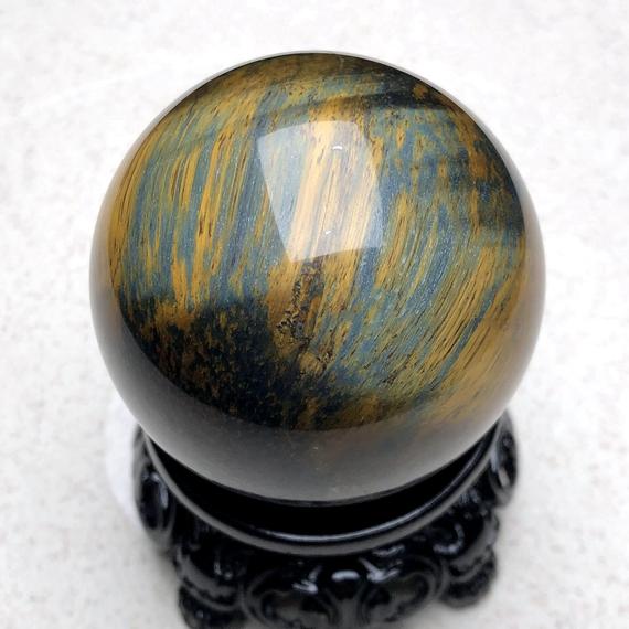 1.77"natural Yellow Blue Tiger's Eye Small Sphere,charming Solid Crystal Ball, Flashy Gems Sphere,boutique Ball,valentine Crystal Ball Gift