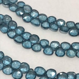 Shop Topaz Faceted Beads! 8 – 10 mm London Blue Quartz Faceted Hearts Gemstone Beads Strand sale / London Blue Topaz Quartz / Semi precious Beads / 8 mm Faceted Beads | Natural genuine faceted Topaz beads for beading and jewelry making.  #jewelry #beads #beadedjewelry #diyjewelry #jewelrymaking #beadstore #beading #affiliate #ad