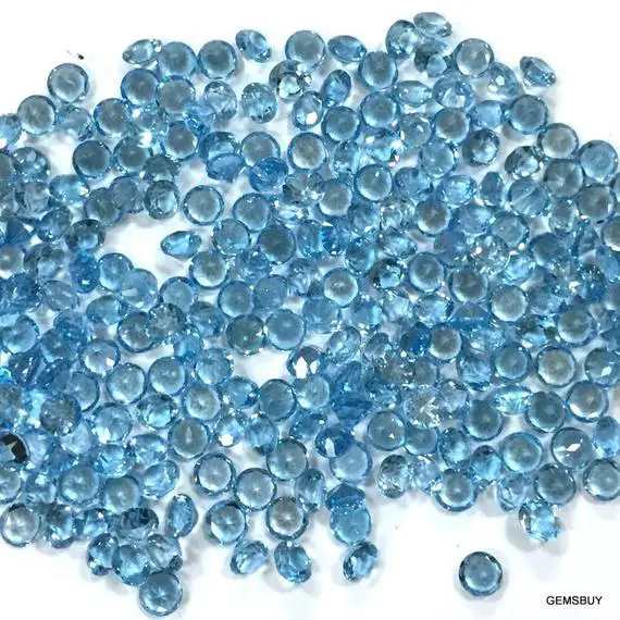 25 Pieces 2mm Swiss Blue Topaz Faceted Round Loose Gemstone, Swiss Blue Topaz Round Faceted Aaa Quality Gemstone.....