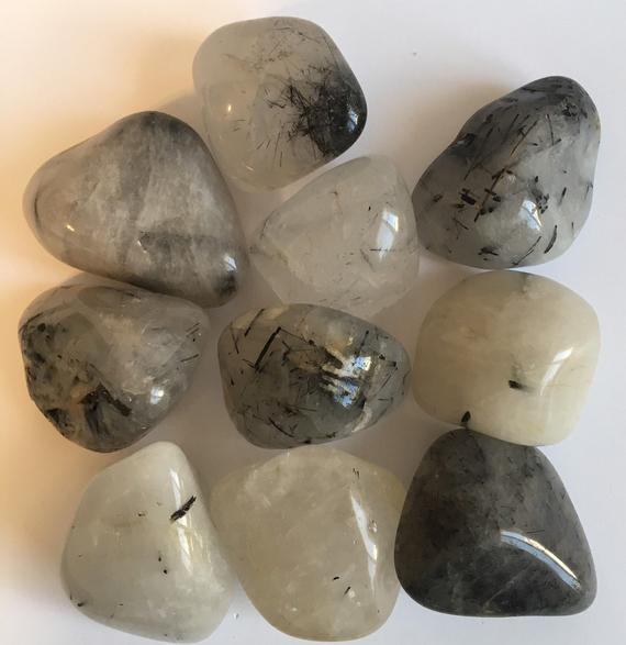 Tourmalated Quartz Pebble Stone,healing Stone, Healing Crystal, Chakra Stone, Spiritual Stone
