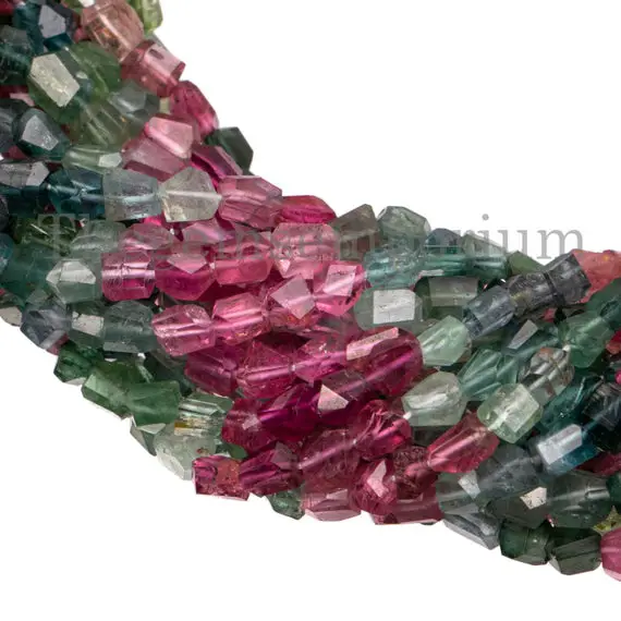 Multi Tourmaline Faceted Nugget Beads, Multi Tourmaline Faceted Beads, Tourmaline Nugget Beads, 5x7-6x8mm Tourmaline Beads, Fancy Beads