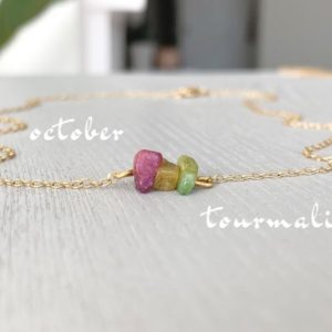 Shop Watermelon Tourmaline Necklaces! Gold Tourmaline Necklace Pink Green Blue Purple Tourmaline Crystal Necklace, Raw Crystal Jewelry, October Birthstone Necklace Gift for Her | Natural genuine Watermelon Tourmaline necklaces. Buy crystal jewelry, handmade handcrafted artisan jewelry for women.  Unique handmade gift ideas. #jewelry #beadednecklaces #beadedjewelry #gift #shopping #handmadejewelry #fashion #style #product #necklaces #affiliate #ad