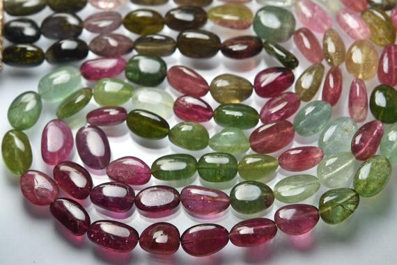 7 Inches Strand,finest Quality,aaa Quality,natural Multi Tourmaline Smooth Oval Shaped Beads.size 10-12mm