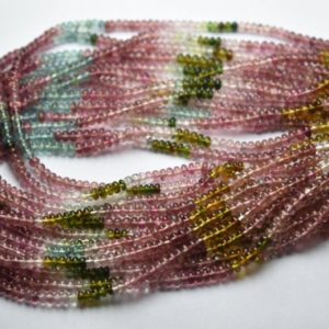 Shop Tourmaline Rondelle Beads! 13 Inch strand,AAA Quality,Natural Multi Tourmaline Smooth Rondelles. 3.5-4mm | Natural genuine rondelle Tourmaline beads for beading and jewelry making.  #jewelry #beads #beadedjewelry #diyjewelry #jewelrymaking #beadstore #beading #affiliate #ad