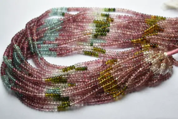 13 Inch Strand,aaa Quality,natural Multi Tourmaline Smooth Rondelles. 3.30mm