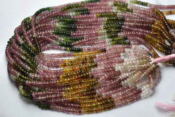 13 Inch Strand,aaa Quality,natural Multi Tourmaline Smooth Rondelles. 4mm