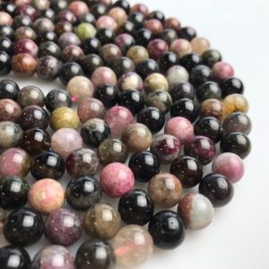 Shop Tourmaline Beads! Multi-Color Tourmaline Smooth Round Beads 2mm 3mm 4mm 15.5" Strand | Natural genuine beads Tourmaline beads for beading and jewelry making.  #jewelry #beads #beadedjewelry #diyjewelry #jewelrymaking #beadstore #beading #affiliate #ad