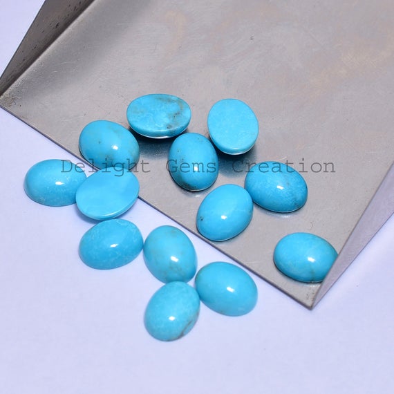 5 Pieces 7x9mm Turquoise Smooth Oval Cabs, Natural Turquoise Cabochons, Loose Gemstone Calibrated Cabs, Aaa Quality Turquoise Cabochons