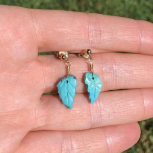 Shop Turquoise Earrings! Leaf earrings, turquoise earrings, boho earrings, drop earrings, gold dangle earrings, turquoise leaf earrings, gold filled earrings | Natural genuine Turquoise earrings. Buy crystal jewelry, handmade handcrafted artisan jewelry for women.  Unique handmade gift ideas. #jewelry #beadedearrings #beadedjewelry #gift #shopping #handmadejewelry #fashion #style #product #earrings #affiliate #ad