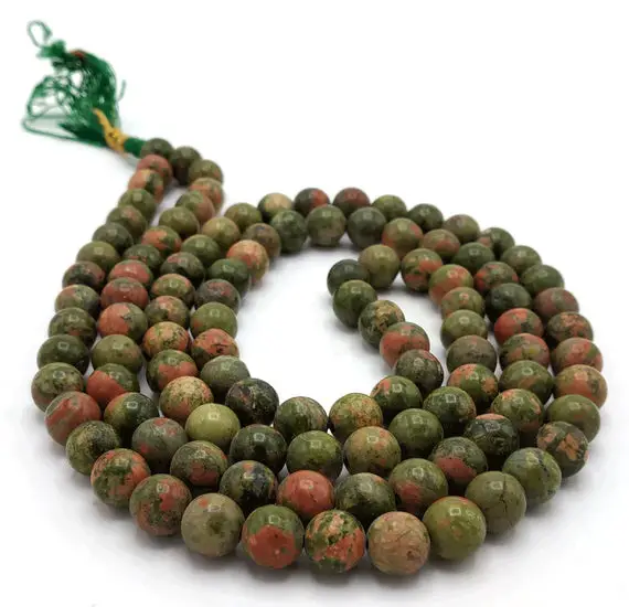 Unakite Mala Beads Necklace - Unakite Necklace | Unakite Beads 108 Mala Bracelet / Gemstone Prayer Beads Japa Mala 108 (unakite Jewelry)