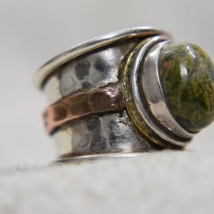 Shop Unakite Rings! Unakite Ring Size 6 Plus Jasper Ring Size 6 Southwest Women Ring Size 6 Cigar Band Size 6 Sterling Silver Ring Size 6 Boho Ring Size 6 | Natural genuine Unakite rings, simple unique handcrafted gemstone rings. #rings #jewelry #shopping #gift #handmade #fashion #style #affiliate #ad