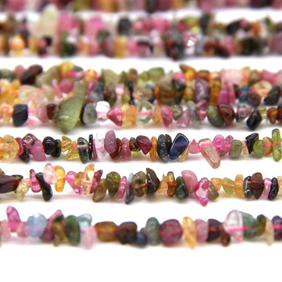 Rainbow Tourmaline Chips Natural Tiny Watermelon Tourmaline Chip Beads Semi Precious Stone Full Strand Gemstone Nugget Candy Tourmaline
