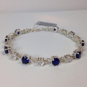 Shop White Sapphire Jewelry! Beautiful 10ct Brilliant Cut Blue & White Sapphire Bracelet Sterling Silver September Mom Bride Wife Ladies Gift Sapphire Tennis 7" 7.75" 8" | Natural genuine White Sapphire jewelry. Buy crystal jewelry, handmade handcrafted artisan jewelry for women.  Unique handmade gift ideas. #jewelry #beadedjewelry #beadedjewelry #gift #shopping #handmadejewelry #fashion #style #product #jewelry #affiliate #ad