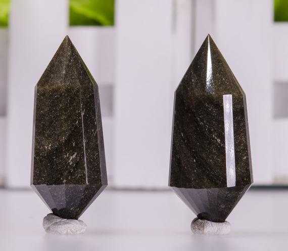Wholesale 12/24 Sided Double Terminated Golden Obsidian Points Expert Cut Rare Beautiful Natural Gemstone Polished Points For Jewelry Making