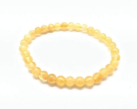 Yellow Calcite Bracelet - Elastic Bracelet - Yellow Calcite Jewelry - Stretch Bracelet - Genuine Yellow Calcite Gemstone - Calcite Beads