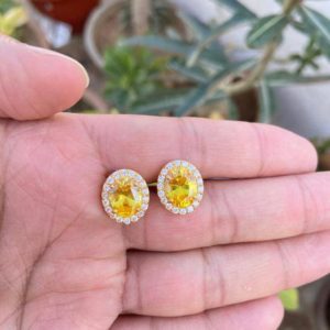 Shop Yellow Sapphire Earrings! Yellow Sapphire Earrings- Gold Sapphire Earrings- Yellow Gemstone Earrings- Oval Sapphire Earrings | Natural genuine Yellow Sapphire earrings. Buy crystal jewelry, handmade handcrafted artisan jewelry for women.  Unique handmade gift ideas. #jewelry #beadedearrings #beadedjewelry #gift #shopping #handmadejewelry #fashion #style #product #earrings #affiliate #ad