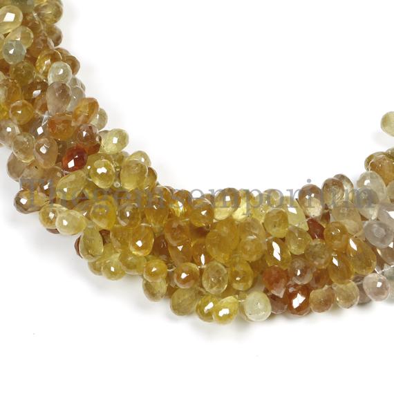 Yellow Sapphire Faceted Drop Beads, Yellow Sapphire Beads, Yellow Sapphire Tear Drop Beads, Yellow Sapphire Faceted Beads, Drop Shape Beads