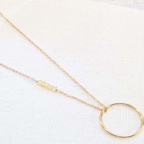 Yellow Sapphire Necklace - Gold Filled Yellow Sapphire - November Birthstone - Yellow Birthstone- Gold Circle Necklace - Gold Filled