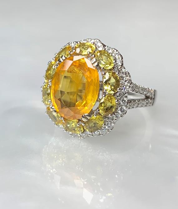 Yellow Sapphire 18k Ring, Yellow Sapphire Ring For Women, Yellow Sapphire Engagement Ring, Gemstone Engagement Ring, Sapphire Cocktail Ring