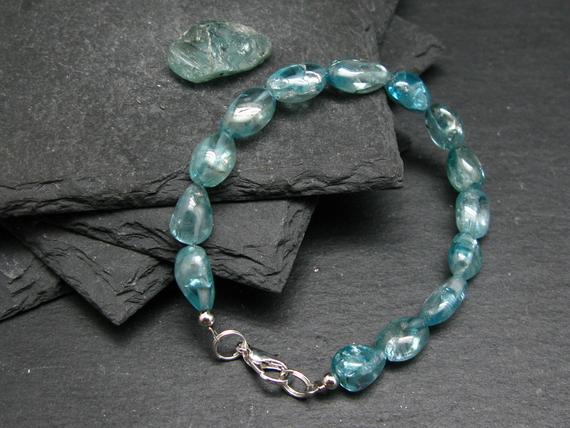 Gem Blue Zircon Genuine Bracelet ~ 7 Inches  ~ 10mm Tumbled Beads