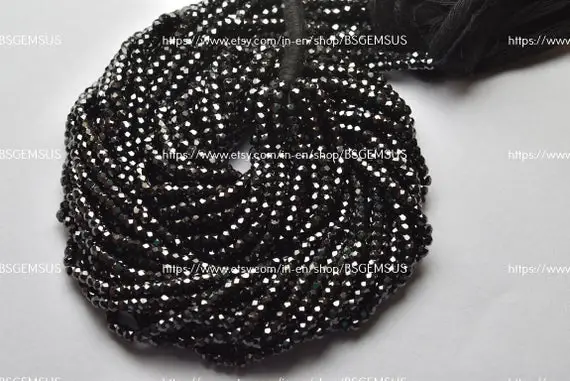 13 Inches Strand,black Zircon Faceted Rondelle,size.3mm